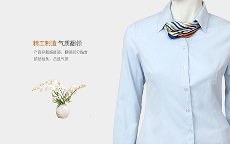 杭州蓝色小斜条棉质女士长袖衬衫